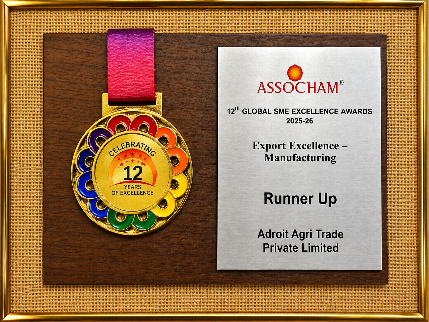ASSOCHAM 12th Global SME Excellence Awards 2025-26 - Export Excellence Manufacturing Runner Up