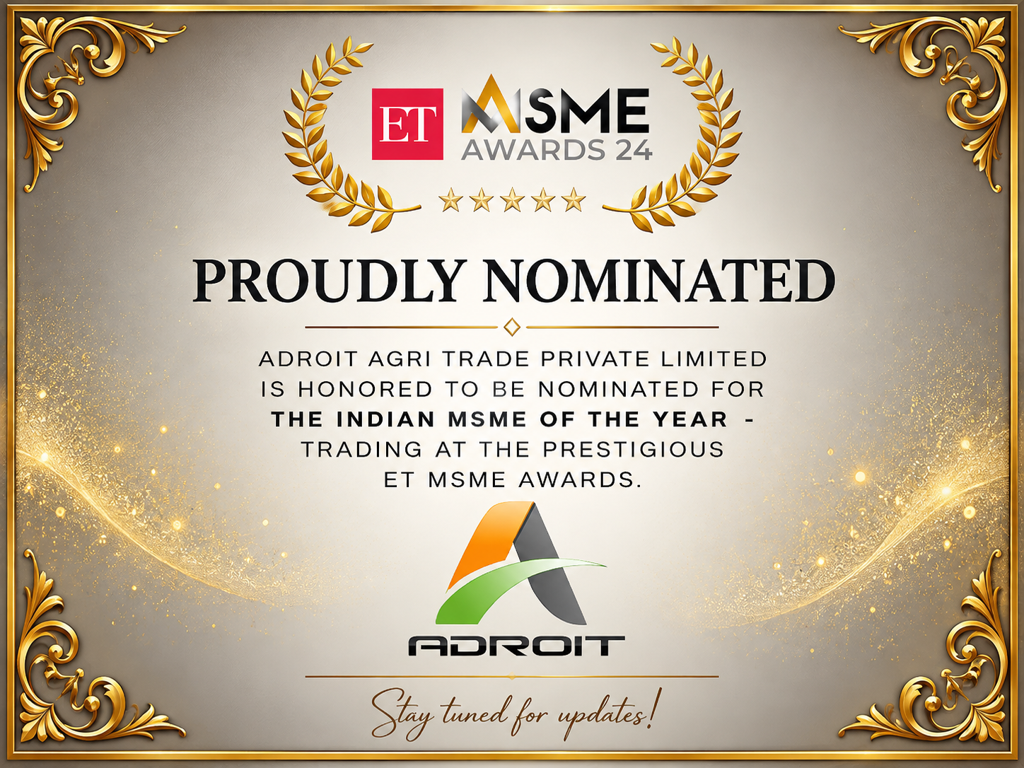 The Economic Times ET MSME Awards 2024 - Indian MSME of the Year - Trading Nominee