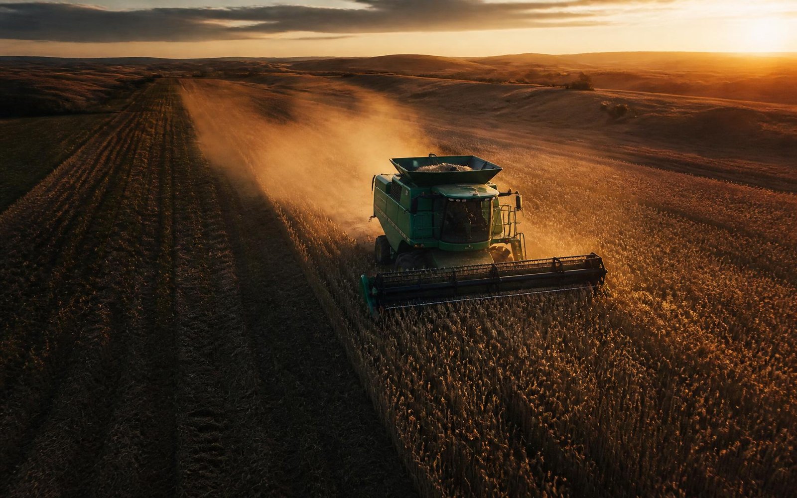 Agricultural Field Sunset Background